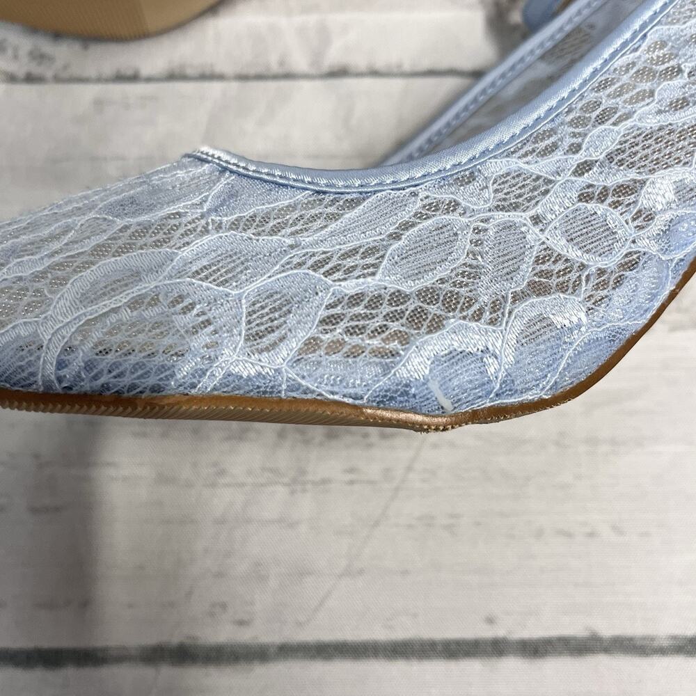 Coutgo Baby Blue Satin Lace High Heel Shoes size 9 Wedding Cocktail Formal Prom - Picture 10 of 14